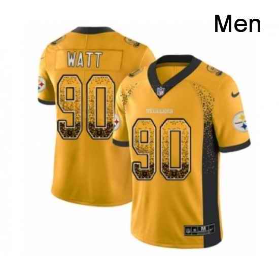 Mens Nike Pittsburgh Steelers 90 T J Watt Limited Gold Rush Drift Fashion NFL Jersey